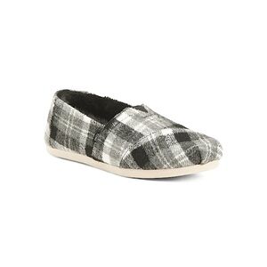 TOMS Alpargata Cozy Cloud Buffalo Plaid Black/Grey Slip-On Flats Size 6 NWT